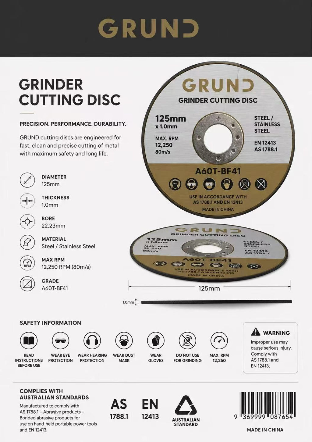 GRUND 125mm Cutting Discs - Box of 25